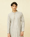 Pearl River Grey Floral Patterned Kurta Set